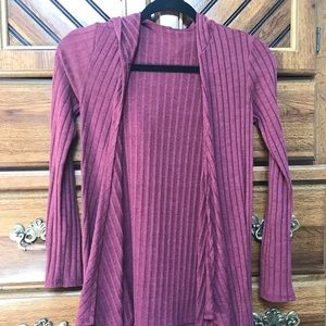 wine colored hooded cardigan